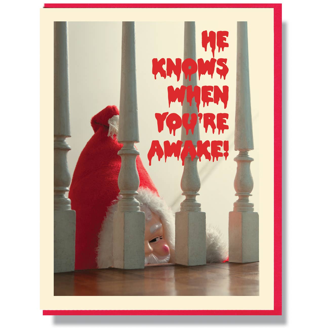 Creepy Santa He Knows When You're Awake Card: Single Card