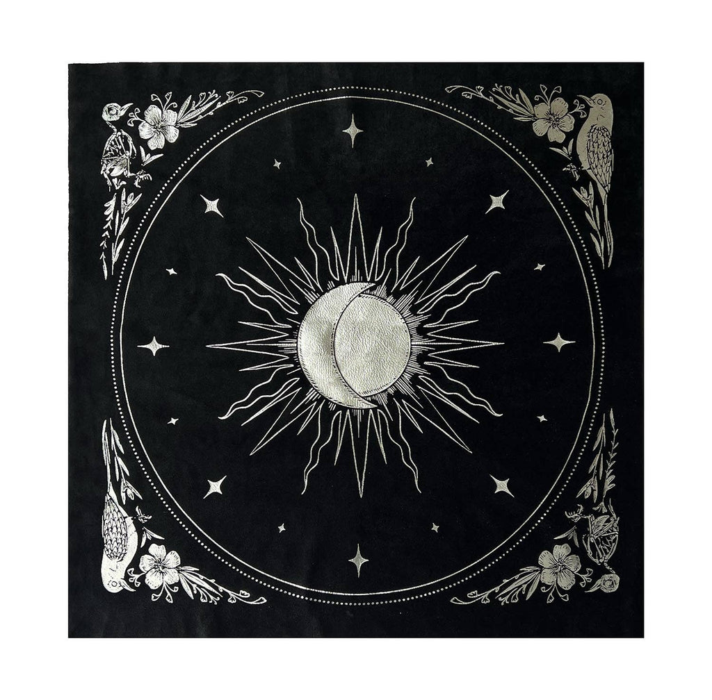 Velvet Altar Cloth - "Celestial": Black Velvet + Silver Foil