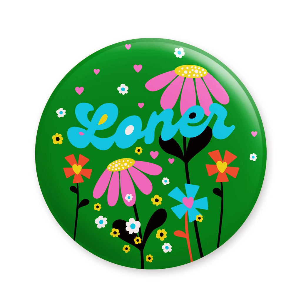 Loner Floral Pinback Button